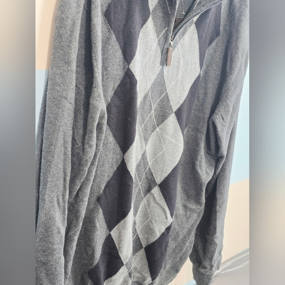 Tasso Elba Men's Mock Neck 1/4 Zip Pullover Sweater Slate Heather Gray - Picture 5 of 6